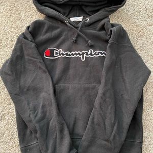 Black stitched champion hoodie! Barley worn, runs small